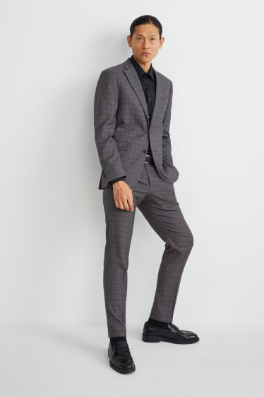 Hommes - Veste de costume - slim fit - LYCRA® - à carreaux - gris foncé