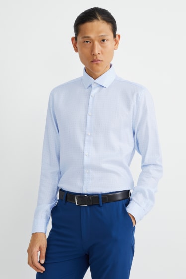 Herren - Businesshemd - Slim Fit - Cutaway - bügelleicht - gepunktet - hellblau