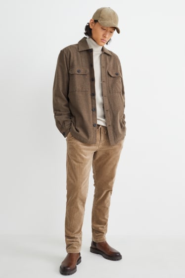Hommes - Pantalon en velours côtelé - tapered fit - Flex - LYCRA® - beige