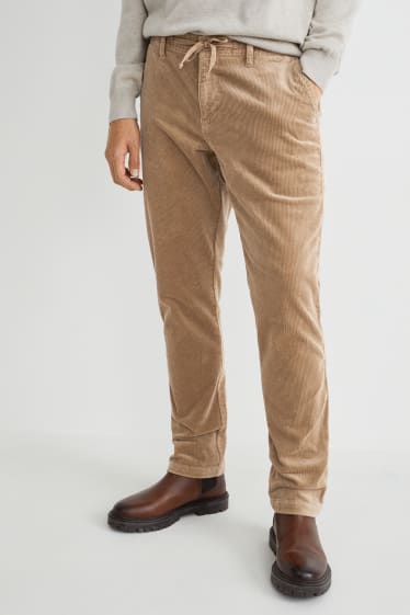 Hommes - Pantalon en velours côtelé - tapered fit - Flex - LYCRA® - beige