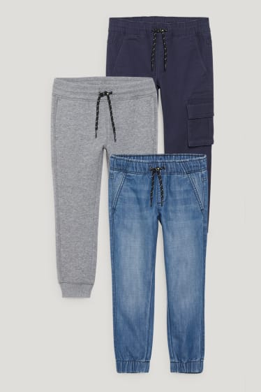 Nen petit - Paquet de 3 - texans, pantalons cargo i pantalons de xandall - blau fosc