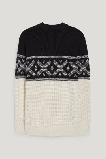 Herren - Pullover - recycelt - schwarz / weiß