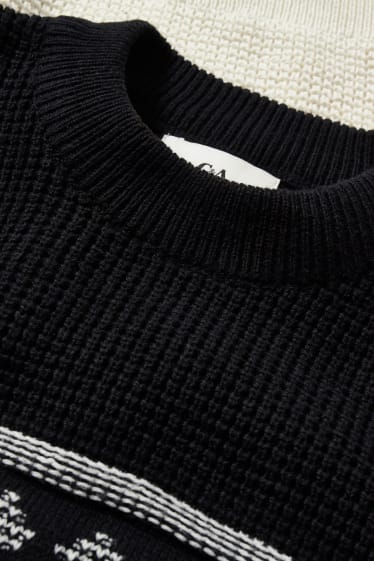 Herren - Pullover - recycelt - schwarz / weiß