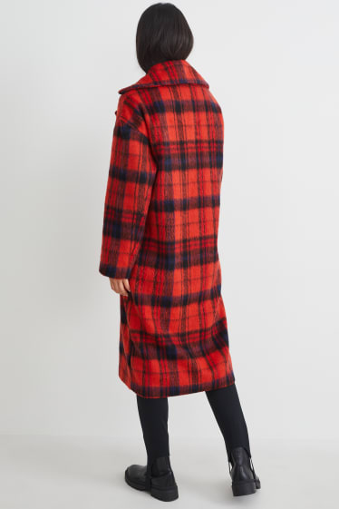 Femmes - Manteau - à carreaux - rouge