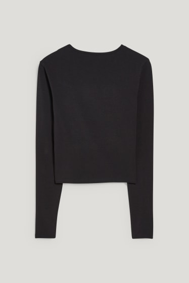 Exclusiu online - CLOCKHOUSE - samarreta de màniga llarga crop - negre