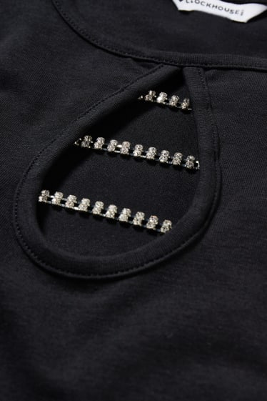Exclusiu online - CLOCKHOUSE - samarreta de màniga llarga crop - negre