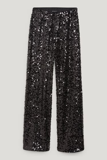 Dames - Broek van pailletten - zwart