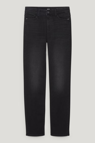 Dámské - Straight jeans - mid waist - LYCRA® - černá