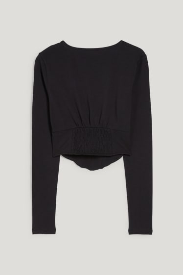 Exclusiu online - CLOCKHOUSE - samarreta de màniga llarga crop - negre