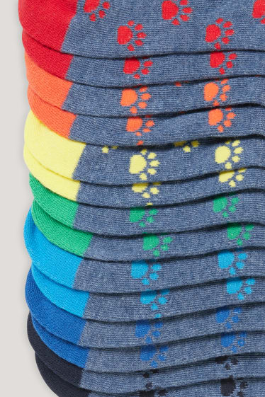 Garçons - Lot de 7 - pattes - chaussettes avec motif - bleu chiné