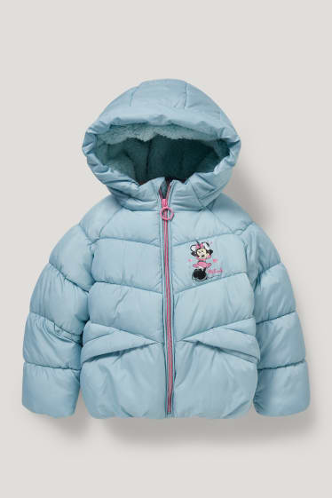 Batolata dívky - Minnie Mouse - prošívaná bunda s kapucí - světle modrá