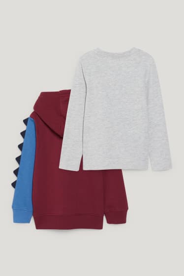 Online exclusive - Multipack of 2 - dinosaur - hoodie and long sleeve top - bordeaux