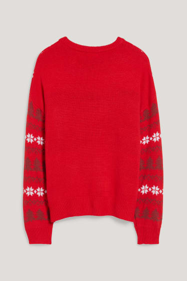 Damen XL - CLOCKHOUSE - Weihnachtspullover - Der Grinch - rot
