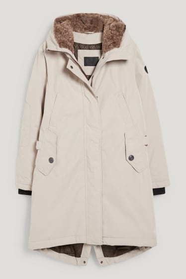 Damen - Regenjacke mit Kapuze - beige
