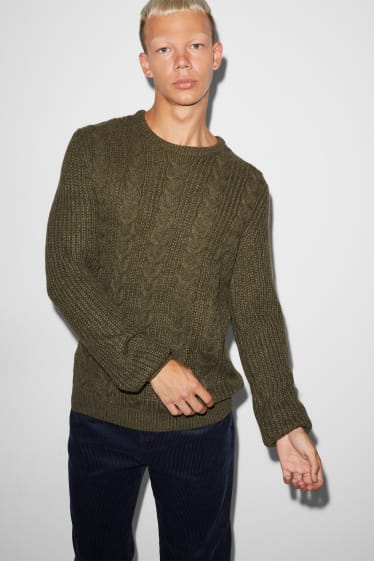 Clockhouse homme - CLOCKHOUSE - pull - motif tressé - vert foncé