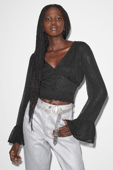 Clockhouse Girls - CLOCKHOUSE - Crop Bluse - schwarz
