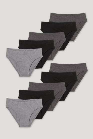 Heren - Set van 10 - slip - grijs-mix