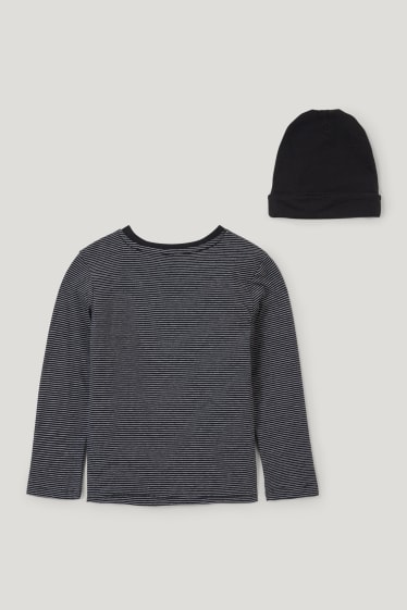 Toddler Boys - Set - longsleeve en muts - 2-delig - zwart