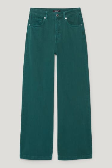 Online exclusive - CLOCKHOUSE - trousers - high waist - wide leg - dark green