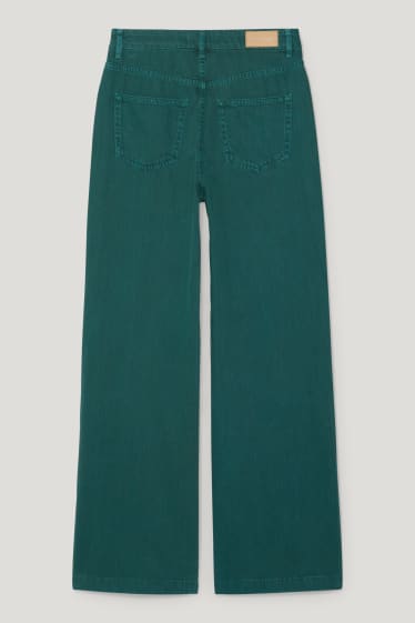 Online exclusive - CLOCKHOUSE - trousers - high waist - wide leg - dark green