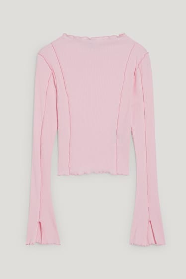 Esclusiva online - CLOCKHOUSE - maglia a maniche lunghe dal taglio corto - rosa