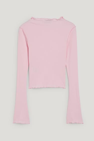 Esclusiva online - CLOCKHOUSE - maglia a maniche lunghe dal taglio corto - rosa