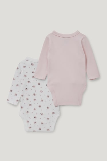 Baby Girls - Confezione da 2 - body incrociato per neonate - bianco / rosa