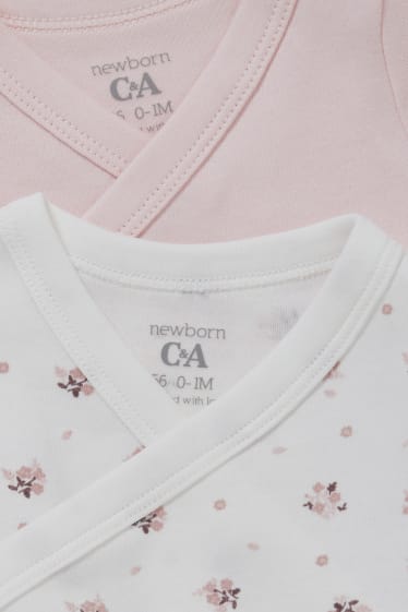 Baby Girls - Confezione da 2 - body incrociato per neonate - bianco / rosa