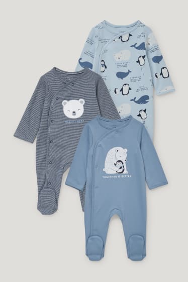 Baby Boys - Set van 3 - baby-pyjama - biokatoen - lichtblauw