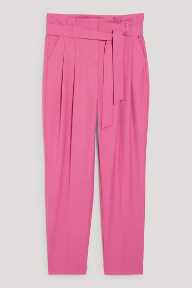 Damen - Stoffhose - High Waist - Slim Fit - pink