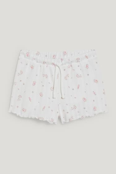 Clockhouse Girls - CLOCKHOUSE - Pyjamashorts - geblümt - weiß