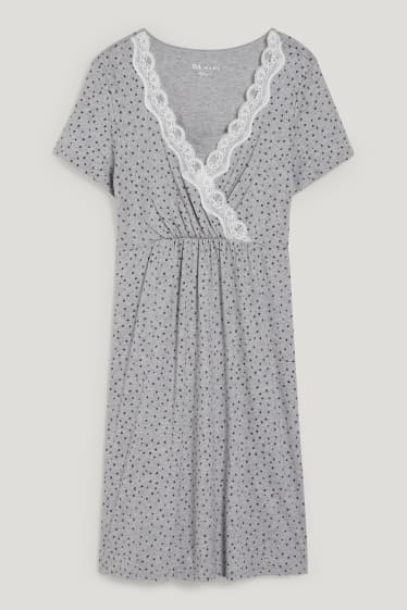 Women - Nursing nightdress - patterned - light gray-melange