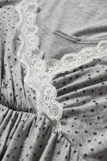 Women - Nursing nightdress - patterned - light gray-melange