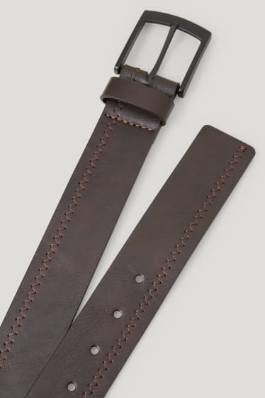 Heren - Riem - imitatieleer - donkerbruin