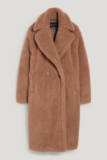 Femmes - Manteau en peluche - marron clair