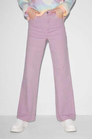Clockhouse Girls - CLOCKHOUSE - wide leg jeans - high waist - light violet
