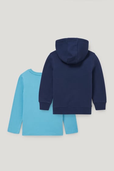 Exclusief online - Set van 2 - hoodie en longsleeve - donkerblauw