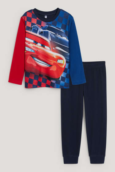 Garçons - Cars - pyjama en polaire - 2 pièces - bleu foncé
