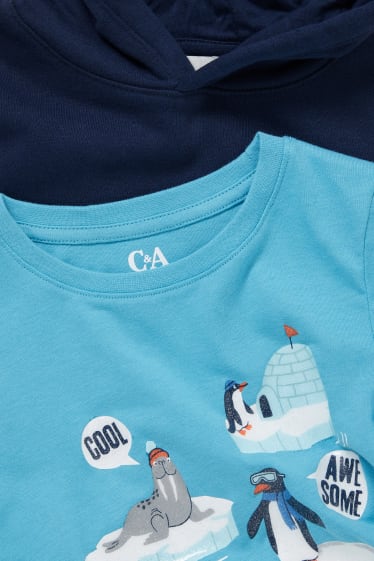 Exclusief online - Set van 2 - hoodie en longsleeve - donkerblauw