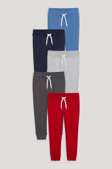 Exkluzivní online - Multipack 5 ks - teplákové kalhoty - červená