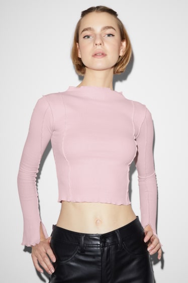 Exclusiu online - CLOCKHOUSE - samarreta de màniga llarga crop - rosa