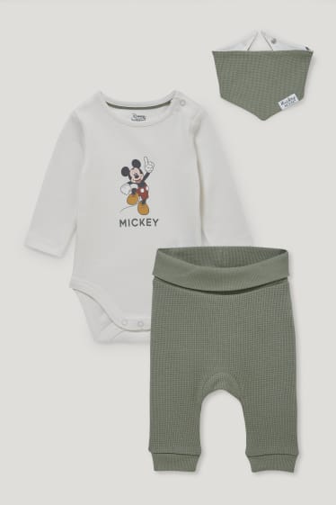 Baby Boys - Mickey Mouse - babyoutfit - 3-delig - crème wit