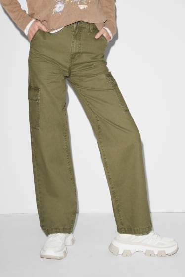 Clockhouse Girls - CLOCKHOUSE - Cargohose - High Waist - Wide Leg - jeans-grün