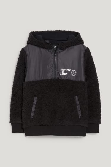 Bambini: - Felpa con cappuccio in pelo teddy - nero