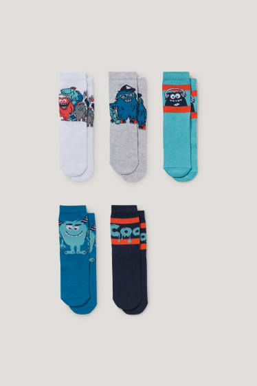 Toddler Boys - Confezione da 5 - mostri - calzini con motivi - blu