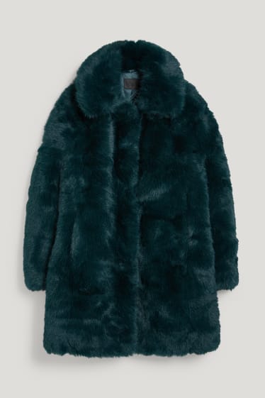 Femmes - Veste en fausse fourrure - vert foncé