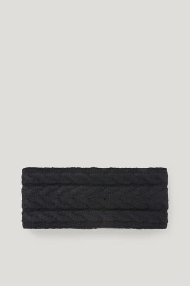 Dames - Hoofdbandje - kabelpatroon - zwart