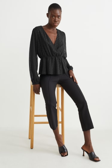 Damen - Chiffon-Bluse - schwarz