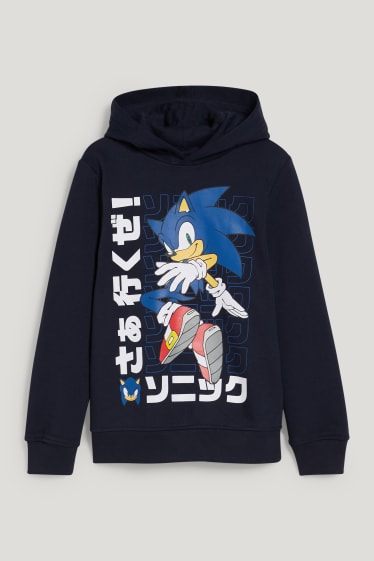 Chlapecké - Ježek Sonic - mikina s kapucí - tmavomodrá