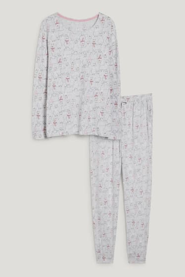 Dames - Pyjama - licht grijs-mix